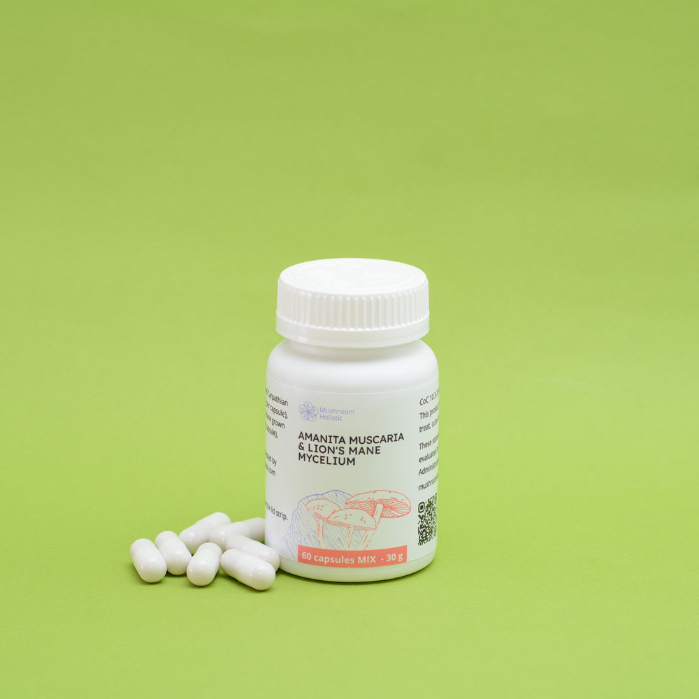 
                  
                    Mix Lion’s Mane & Amanita Muscaria - 60 or 120 Capsules
                  
                
