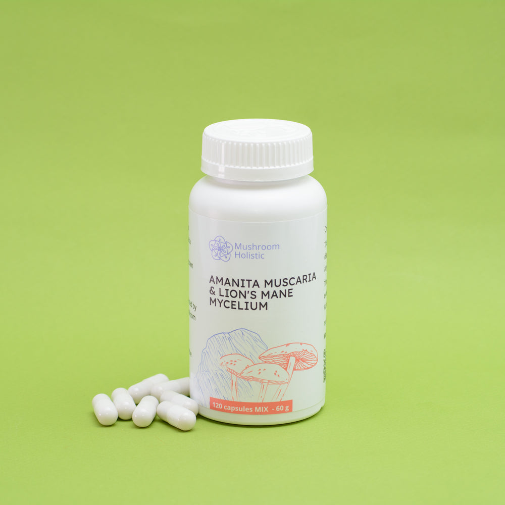 
                  
                    Mix Lion’s Mane & Amanita Muscaria - 60 or 120 Capsules
                  
                