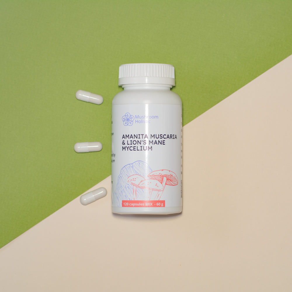 
                  
                    Mix Lion’s Mane & Amanita Muscaria - 60 or 120 Capsules
                  
                