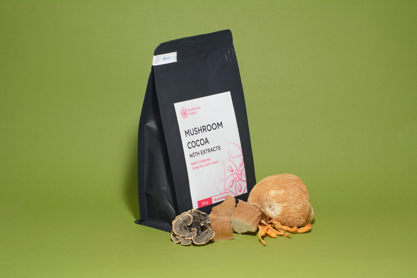 
                  
                    Mushroom Cocoa with extracts - Reishi, Cordyceps, Turkey tail, Lion's Mane, 250 g
                  
                